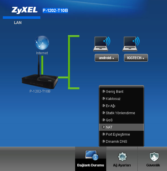 ZyXEL marka modem arayüzü içinde HAIKON portlarını açmak