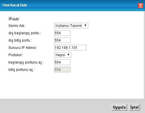 ZyXEL marka modem arayüzü içinde HAIKON portlarını açmak